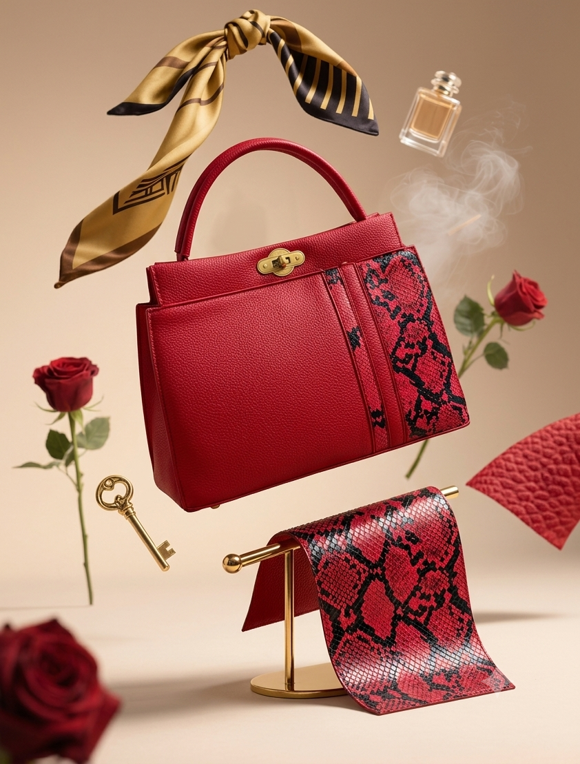 sac à main en cuir rouge